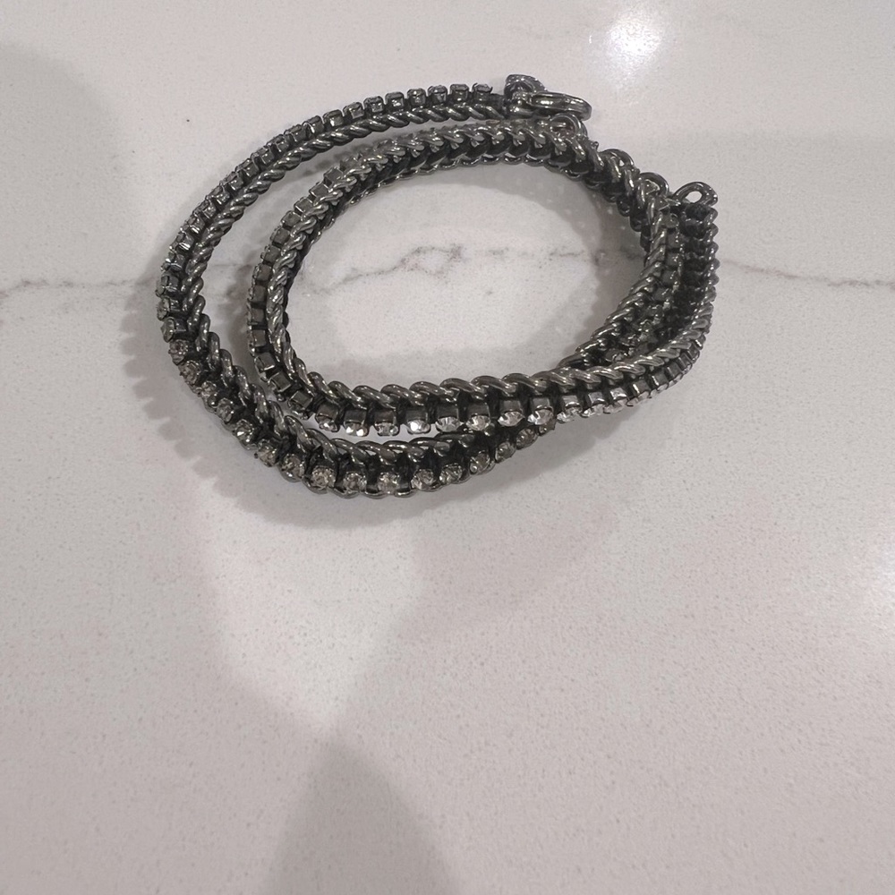 :: Stella & Dot Glimmering Double Wrap Rhinestone & Hematite Bracelet